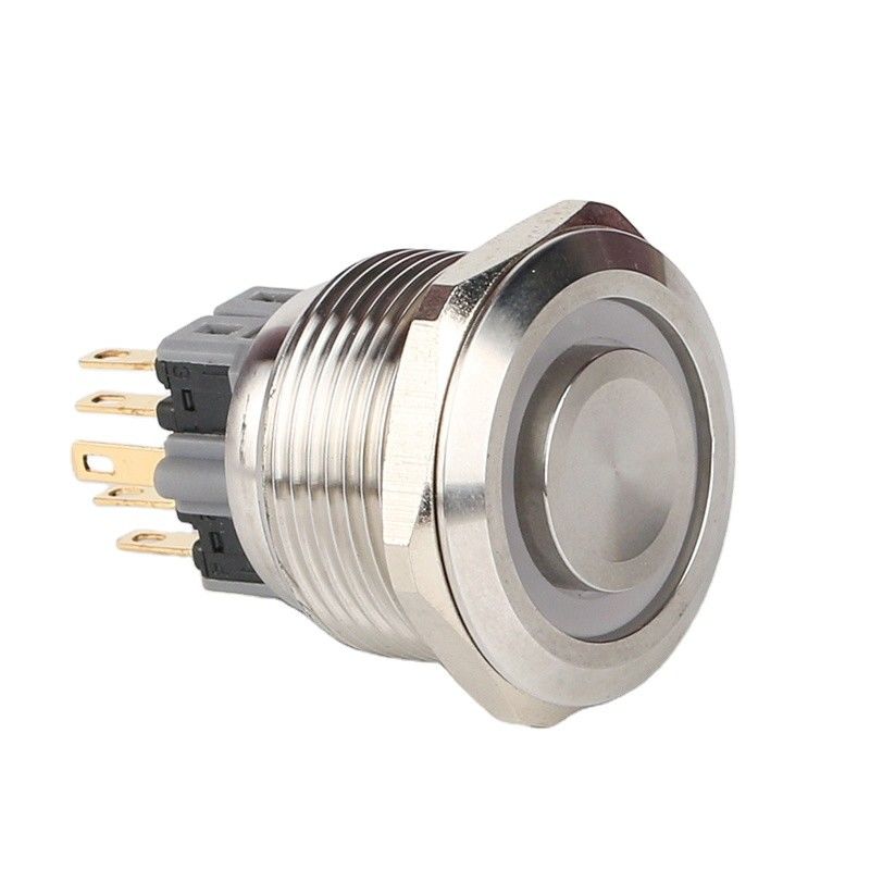 interruptores de tecla iluminados 28mm do metal em volta do tipo anel 500V diodo emissor de luz