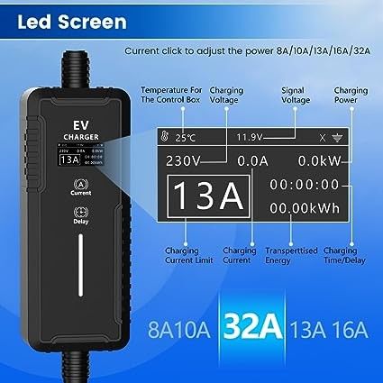3.5KW 16A 7KW 32A Conector para aplicações domésticas Carro Carregador Elétrico Tipo 2 Ac Ev Carregador Portátil