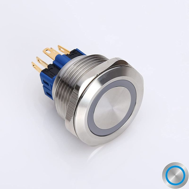 interruptores de tecla iluminados 28mm do metal em volta do tipo anel 500V diodo emissor de luz