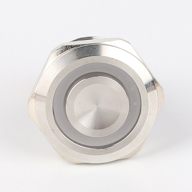 interruptores de tecla iluminados 28mm do metal em volta do tipo anel 500V diodo emissor de luz