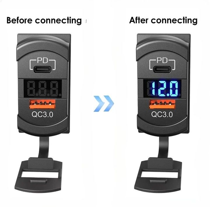 12v 24v Usb Carregador Rocker Switch Carregamento Rápido Socket Impermeável Quick Dual Pd Qc3.0 Para Carros Barco