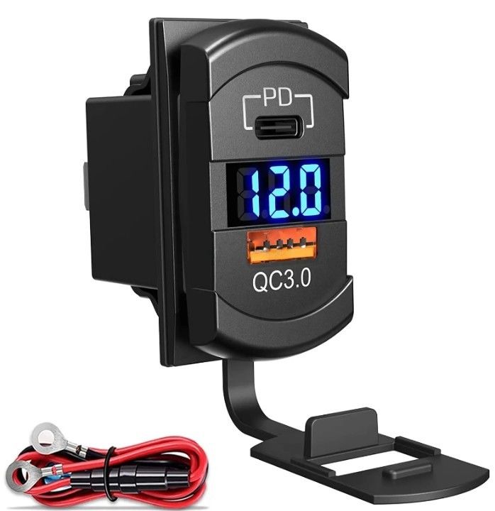 12v 24v Usb Carregador Rocker Switch Carregamento Rápido Socket Impermeável Quick Dual Pd Qc3.0 Para Carros Barco