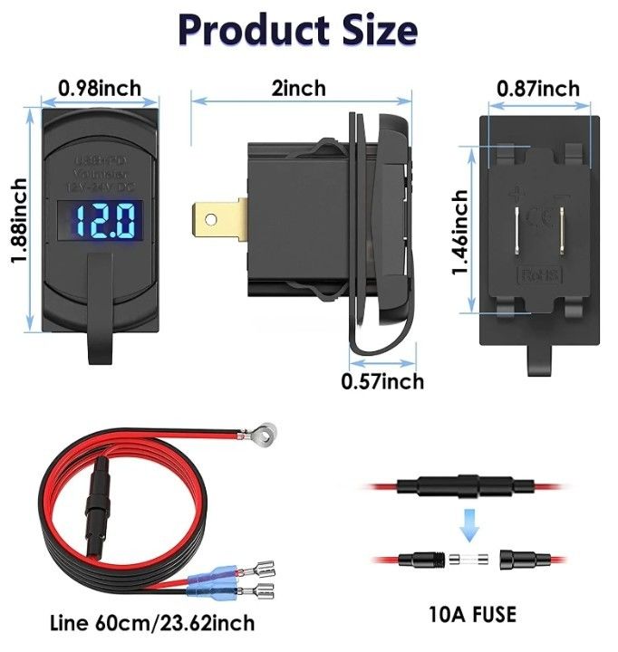12v 24v Usb Carregador Rocker Switch Carregamento Rápido Socket Impermeável Quick Dual Pd Qc3.0 Para Carros Barco