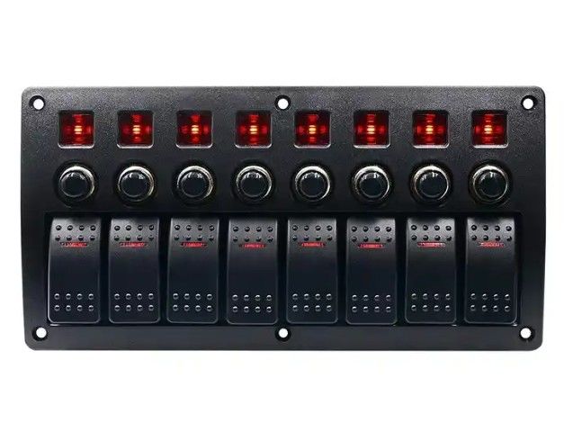 Panela de comutação de roque de alumínio à distância à prova d'água 8 banda 3 pin interruptor de circuito protecção contra sobrecarga