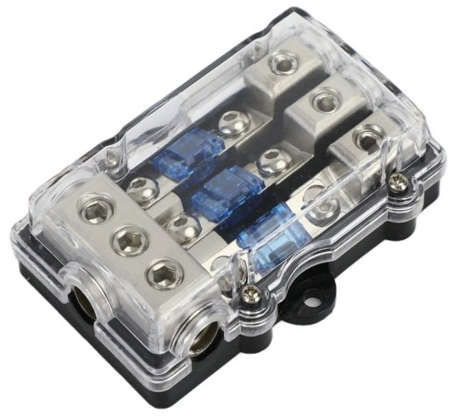 Suporte de fusível de lâmina ANL para carro de 3 vias, bloco de distribuição de energia de áudio estéreo, suporte de fusível de 60 Amp, montagem em painel