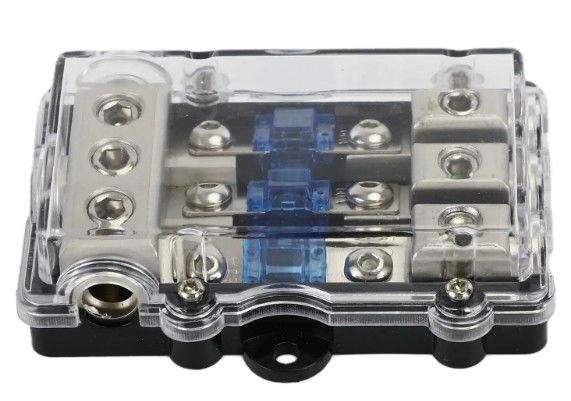 Suporte de fusível de lâmina ANL para carro de 3 vias, bloco de distribuição de energia de áudio estéreo, suporte de fusível de 60 Amp, montagem em painel