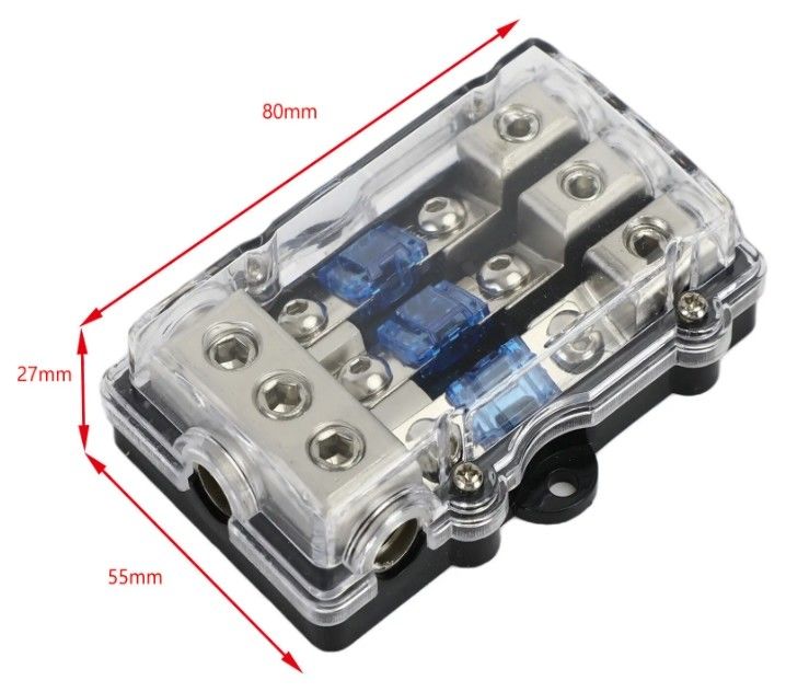 Suporte de fusível de lâmina ANL para carro de 3 vias, bloco de distribuição de energia de áudio estéreo, suporte de fusível de 60 Amp, montagem em painel