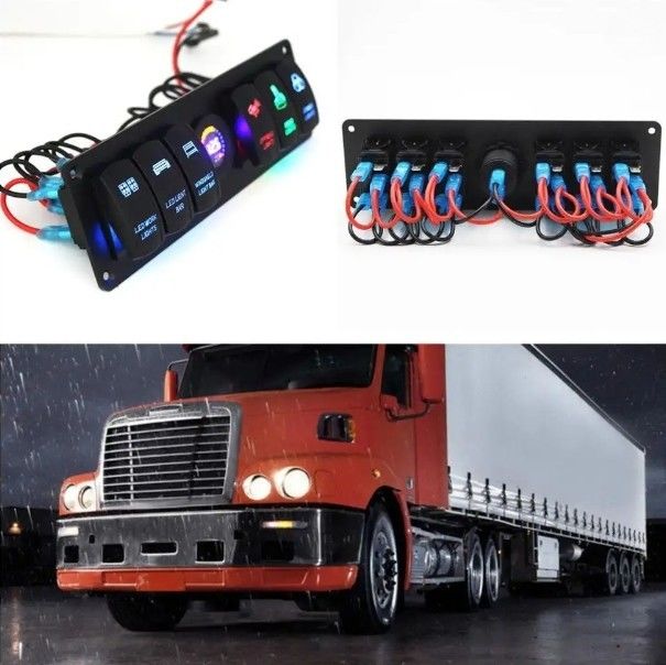 Color Voltmeter 6 Gang DC12V 24V Led On Off 5 PIN Rocker Switch Panel para Caravana Automotive Marine