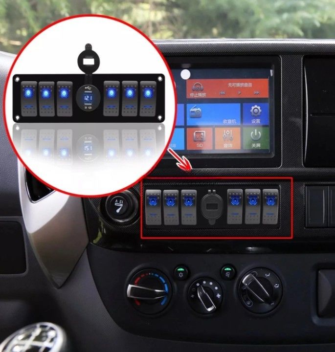 Color Voltmeter 6 Gang DC12V 24V Led On Off 5 PIN Rocker Switch Panel para Caravana Automotive Marine