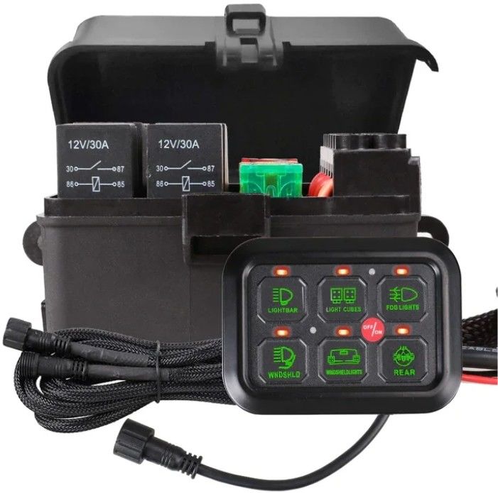 6 Gang 12V Led Switch Panel Kit RGB Automático Dimmable Universal Light Bar Controller com APP