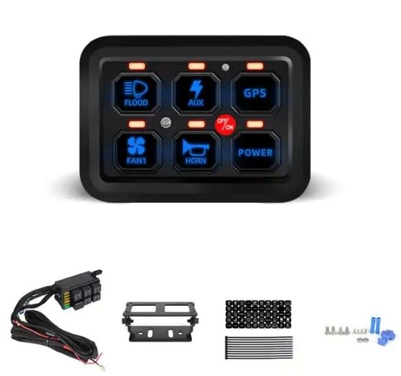 6 Gang 12V Led Switch Panel Kit RGB Automático Dimmable Universal Light Bar Controller com APP