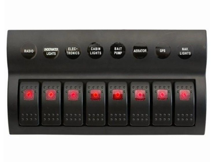PANEL DE COMUTAÇÃO INFLAÇÃO-REFLEXÃO 8 GANG com indicador LED ROCKER AUTO fusíveis