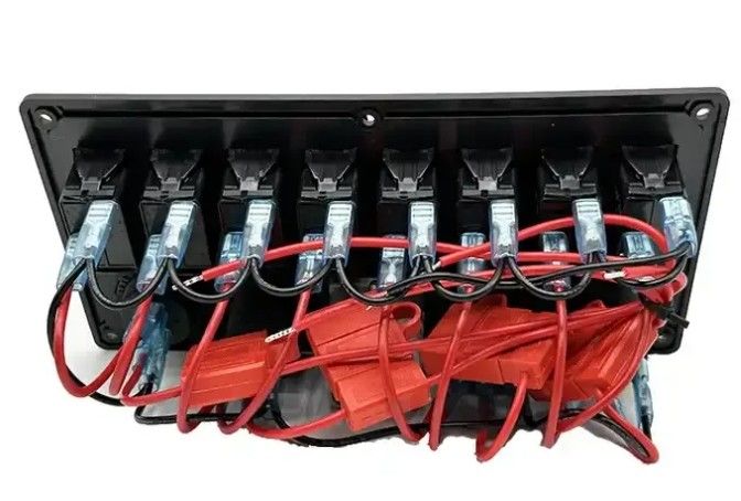12V 8 Way Gang Rocker Switch Panel com W / 50A Dual Anderson Plugs Acessório Socket de alimentação & Dual USB