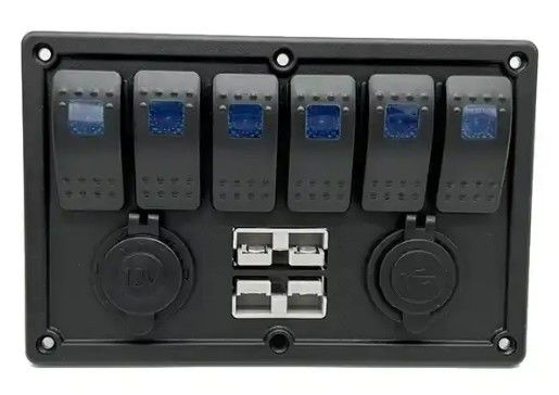 12V 8 Way Gang Rocker Switch Panel com W / 50A Dual Anderson Plugs Acessório Socket de alimentação & Dual USB