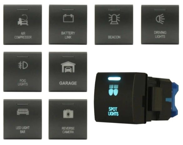 Logotipo personalizado DC 12V 3A CAMERA REVERSA LED Push Button Switch Para Toyota Square Landcruiser Prado