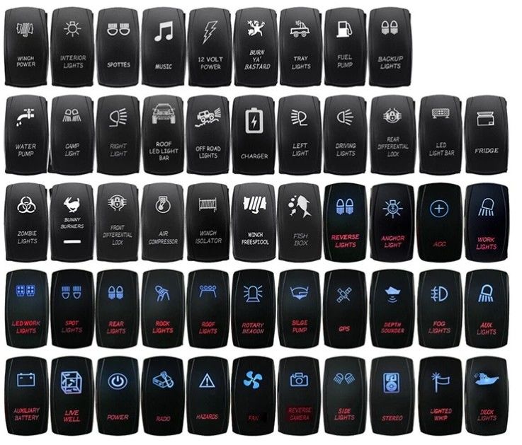 12V 24V Oem Simbolo personalizado Marine Led Waterproof 24 Volt Marine 4 Pin 5Pin Onoffon Rocker Switch
