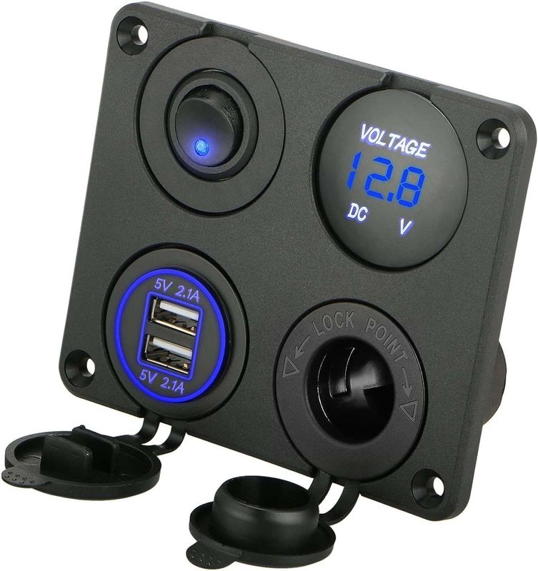 Painel de comutação de automóveis personalizado Soquete do isqueiro de cigarro e LED iluminado ON Off Rocker Switch