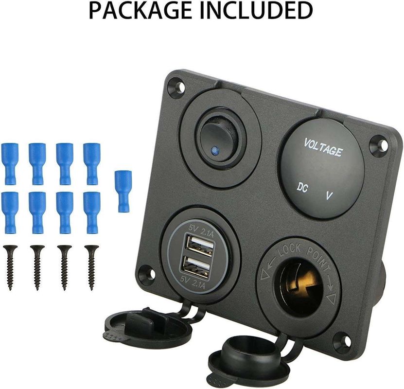 Painel de comutação de automóveis personalizado Soquete do isqueiro de cigarro e LED iluminado ON Off Rocker Switch