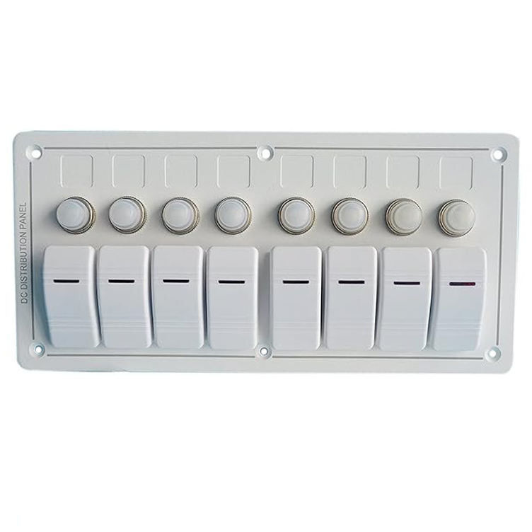 12-24V 6 Gang Boat Switch Panel Blue LED Rocker On-Off Corretor de circuito opcional