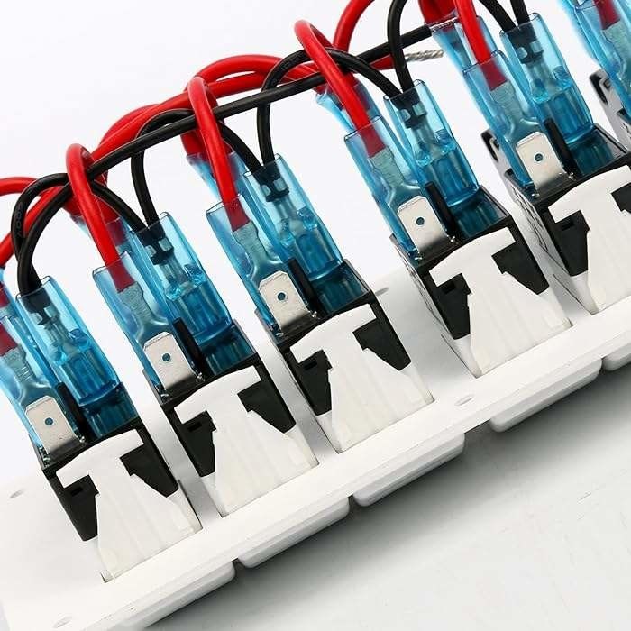 12-24V 6 Gang Boat Switch Panel Blue LED Rocker On-Off Corretor de circuito opcional
