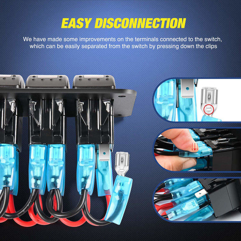 DC12V 24V 3 Gang Red LED Light Rocker Switch Panel Box com carregador USB duplo de 4,8A