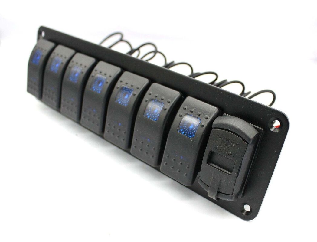 Painel de comutação Gang Rocker DC 12V 7 com LED de carregador duplo USB de 4,8 Amp