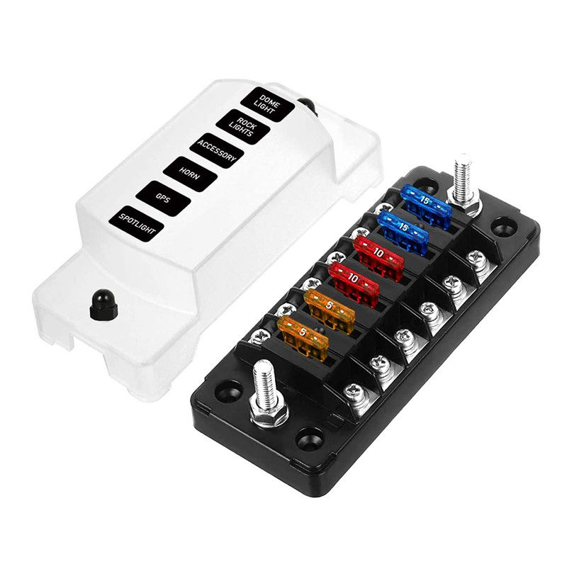 Bloco de fusível de 6 vias de 12V-24V DC com caixa de fusível automotriz padrão Atc/Ato
