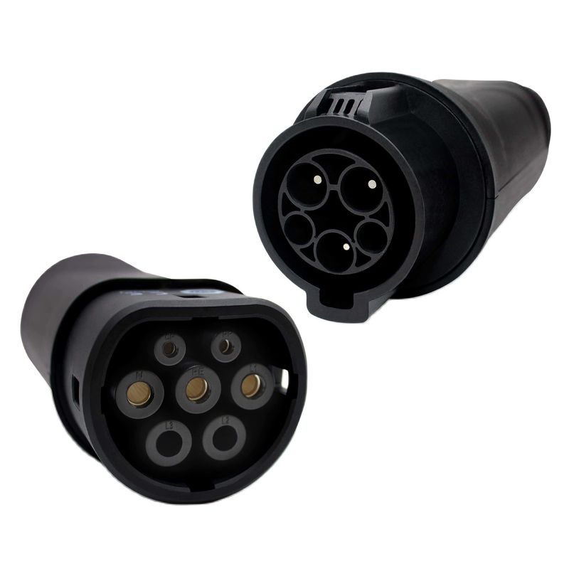 Adaptador EV Carregador EV SAE J1772 Tipo 1 para IEC 62196 Tipo 2 Compatível com conector de carregamento TIPO 1