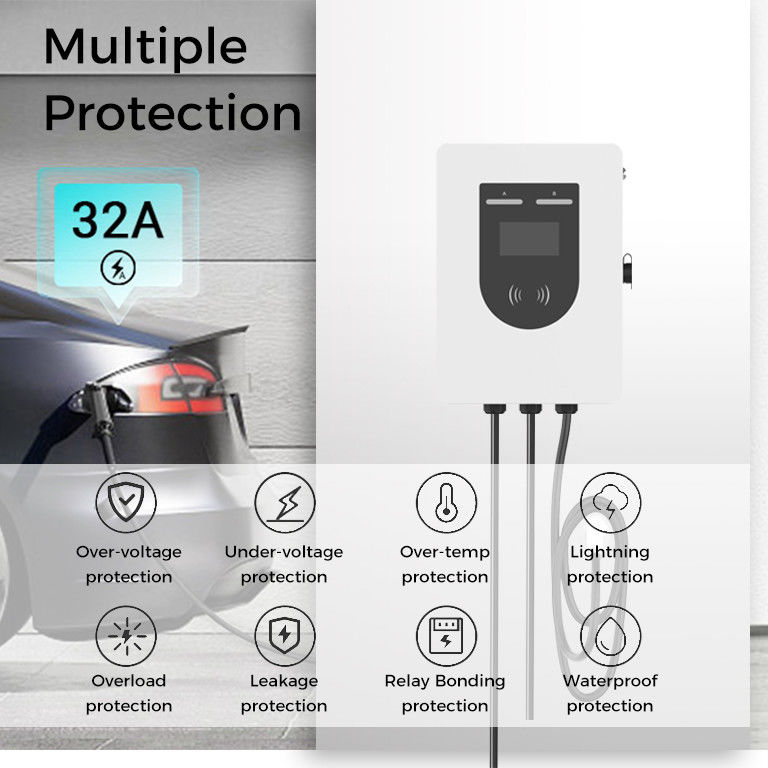 Tipo 2 Utilização doméstica Utilização comercial Carregador de EV 32A 14KW Nível 2 Estação de carregamento EVSE Wallbox